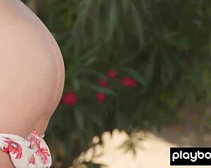 Glamorous Busty Blonde Teen 18+ Julie Ambrose Slowly Slips Out of Her Dress