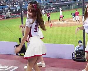 sexy baseball cheerleaders dancing with perfect bodies