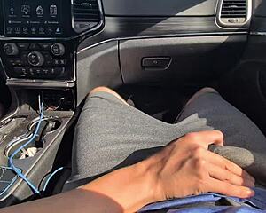 Messy Handjob With Huge Cumshot While Driving