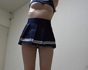 kotono morishita takes off a miniskirt uniform