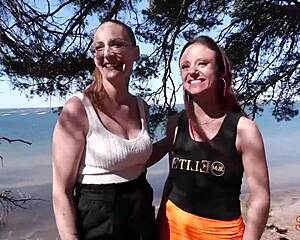 Arianna and Angelina, those voluptuous MILFs, get their asses pounded by a thick cock in a wild threesome