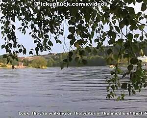 three men embark on a boat trip with a girl in scene 1