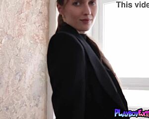 bombastic czech teen 18+ business woman stacy cruz reveals her big natural tits in softcore striptease