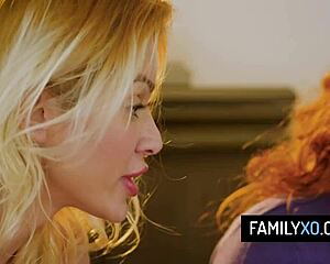 Redhead teen Cherry Kiss and Scarlet Skies undergo rigorous sex training