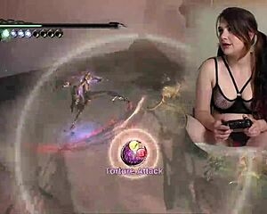 Lovense connected gaming sexy bimbo plays Bayonetta episode 5!!