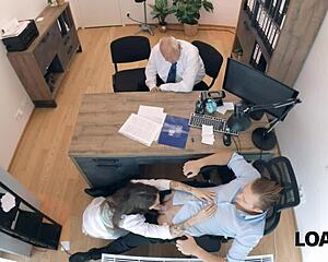 loan4k petite 18+ whore mina k does dirty things in the office for the loan