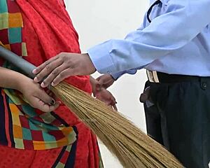 Security Gets Handjob From Maid