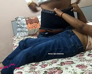 romantic indian husband and wife have sex. cumshot on tits pov