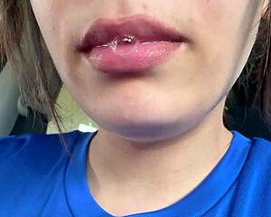 that awesome latina lover spits in mouth with tongue and ass fetish