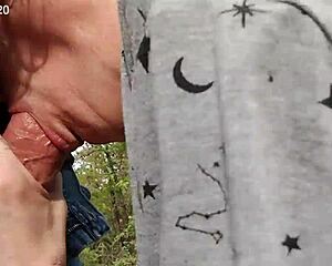 Intense blowjob in the woods!