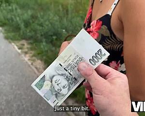 a pretty czech village girl carries plums to her granny on the ranch