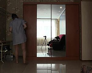 Big ass milf in thong walks with foot fetish in nylon