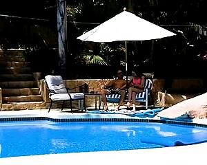 emma haize at poolside in huge cock pov scene