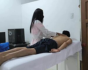 mulata gives sensual massage in the room