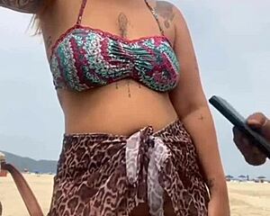 Did you see me naked on the beach? He got hard, I grabbed his dick.