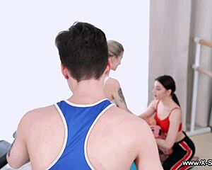 I feel so sensual during this fitness session threesome fuck with monroe fox and rin white