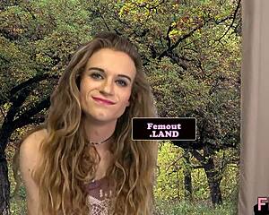 Tattooed Shemale Debutante Tugs on Her Dick