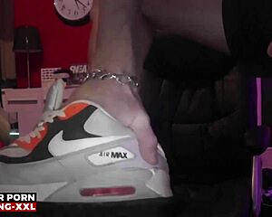 Alpha bad guy sniffs prollking xxl's big cock!