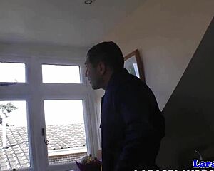 English milf gets cheeky plumber blowjob in heels 😏