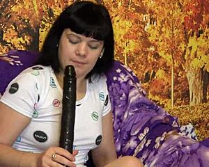 sucking rubber dick then deep anal dildo fuck in white socks