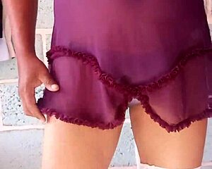 Using my lover's shiny blue panties?