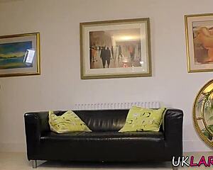 Busty british cougar spreads stockings legs for deep oral fingering in heels