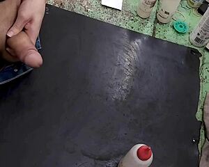 Masturbating On My Workbench At Work With Monster Cock!