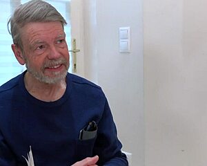 Grandpa finishes on her young perky tits after doggystyle and mouth action