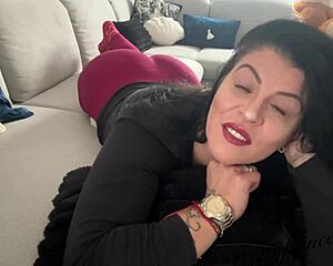 see her ass clench with every fart expression as this brunette milf pushes hard