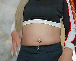 Hermosa transexual teases with her tasty moves