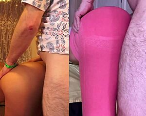 Split screen shows bent pregnant filipina creampie doggystyle pounding 🔥🤰