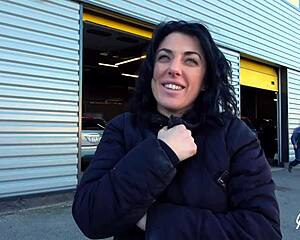 sabrina takes one cock in ass and another in pussy during french interracial threesome