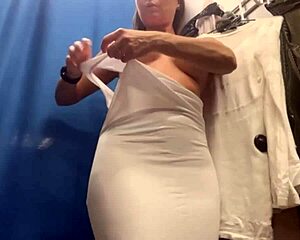 a girl with big tits and nipples caught changing on hidden cam in dressing room
