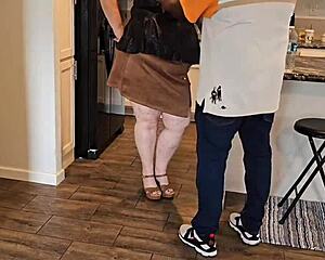 A bbw leaves her panties at the door for the stranger who trailed her inside