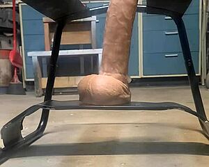 damn that huge hankeys dildo stretches her ass wide on bouncy sex chair!