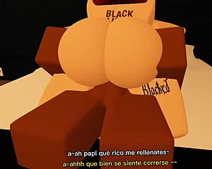 latina teen rides big cock after horny roblox fun.