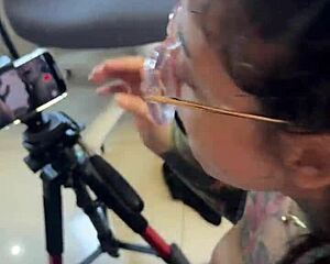 i slam my neighbor's hairy pussy and small tits mid-workout