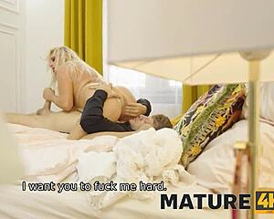 mature wife in stockings can't resist cheating obsession at hotel with tattooed lover