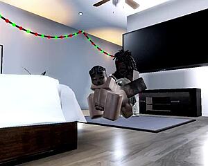 black thot bends over bed as huge bbc stretches her big ass wide in intense pounding session