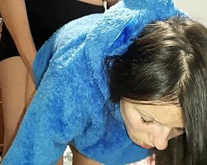 i caught neighbors in 3some and joined their lesbian strapon orgy!