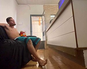 amateur latina blows through sheer outfit in brazilian metflix style homemade session.