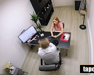Hungarian redhead fucks bank clerk for debt relief