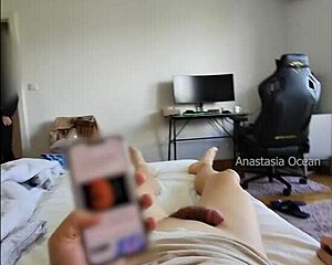 stepmom and i get ready to go out while hubby chills flashing cock