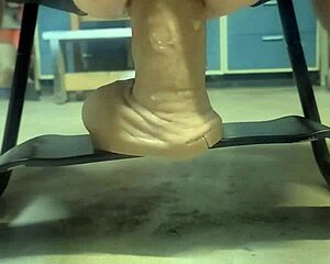 damn that huge hankeys dildo stretches her ass wide on bouncy sex chair!