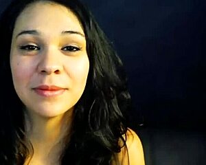 cute brunette sabrina pounds pussy then gulps juicy cock jizz explosion