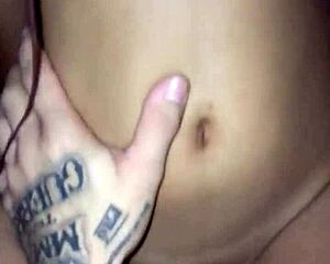 Perola Negra sucks fighter Allan Guerra Gomes' cock with her black ass up