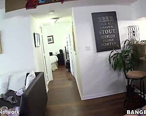 Blondie kneels in rain slurping cock before titty fuck cumshot