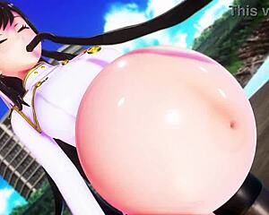 girl gets inflated like a balloon in femdom play