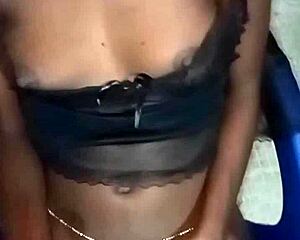 skinny african teen slut bent over takes rough doggystyle pussy pounding