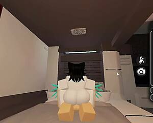 nice femdom duel in roblox with rough pussy riding and creampie 😏💦